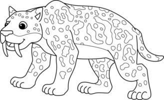 smilodon animal aislado página para colorear para niños vector