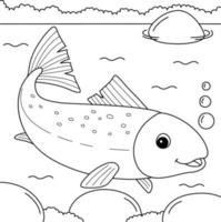 Salmon Animal Coloring Page for Kids vector