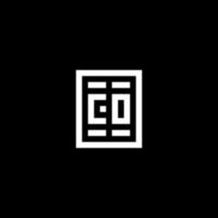 CO initial logo with square rectangular shape style vector