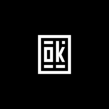 OK initial logo with square rectangular shape style vector