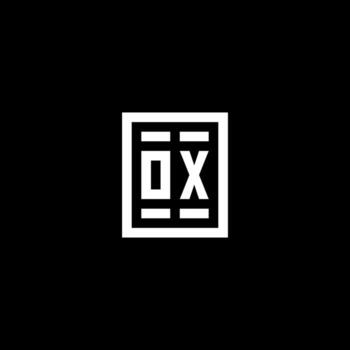 OX initial logo with square rectangular shape style vector