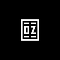 logotipo inicial de oz con estilo de forma cuadrada rectangular vector