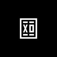 logotipo inicial de xo con estilo de forma cuadrada rectangular vector