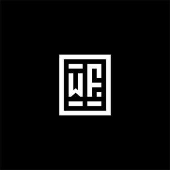 logotipo inicial de wf con estilo de forma cuadrada rectangular vector