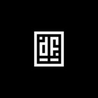 DF initial logo with square rectangular shape style vector