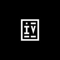 IV initial logo with square rectangular shape style vector