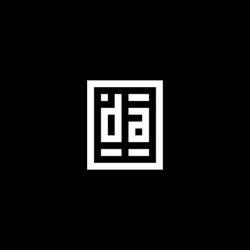 DA initial logo with square rectangular shape style vector