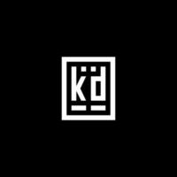 KD initial logo with square rectangular shape style vector