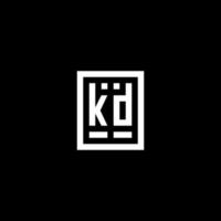 KD initial logo with square rectangular shape style vector