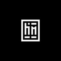 HM initial logo with square rectangular shape style vector