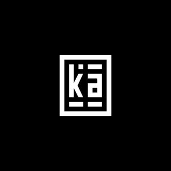 KA initial logo with square rectangular shape style vector