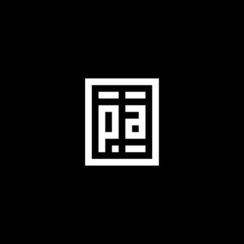PA initial logo with square rectangular shape style vector