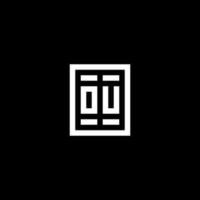 OU initial logo with square rectangular shape style vector