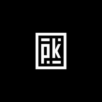 PK initial logo with square rectangular shape style vector