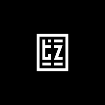 TZ initial logo with square rectangular shape style vector