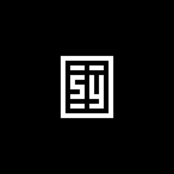 SY initial logo with square rectangular shape style vector