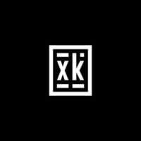 XK initial logo with square rectangular shape style vector