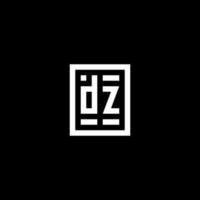 DZ initial logo with square rectangular shape style vector