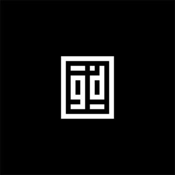 GD initial logo with square rectangular shape style vector