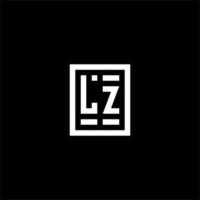 logotipo inicial de lz con estilo de forma cuadrada rectangular vector