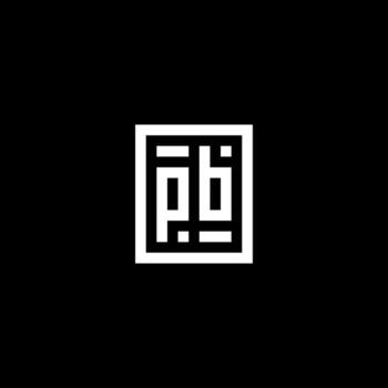 logotipo inicial pb con estilo de forma cuadrada rectangular vector