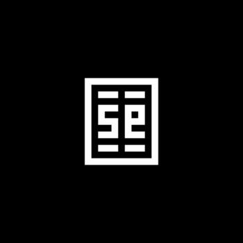 SE initial logo with square rectangular shape style vector