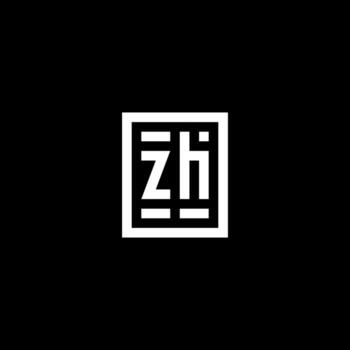 logotipo inicial zh con estilo de forma cuadrada rectangular vector