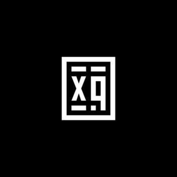 logotipo inicial xq con estilo de forma cuadrada rectangular vector
