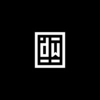 DW initial logo with square rectangular shape style vector