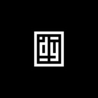 DY initial logo with square rectangular shape style vector