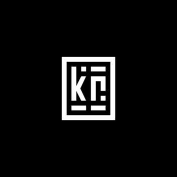 KR initial logo with square rectangular shape style vector