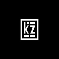 logotipo inicial kz con estilo de forma cuadrada rectangular vector