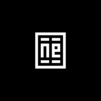 NE initial logo with square rectangular shape style vector