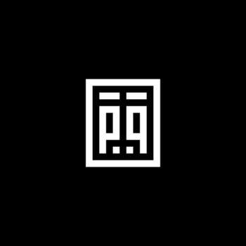PQ initial logo with square rectangular shape style vector