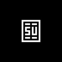 SU initial logo with square rectangular shape style vector