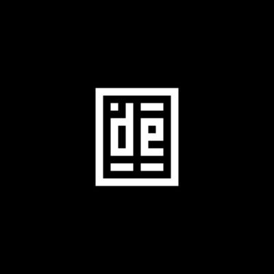 DE initial logo with square rectangular shape style