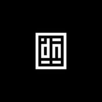 logotipo inicial dn con estilo de forma cuadrada rectangular vector