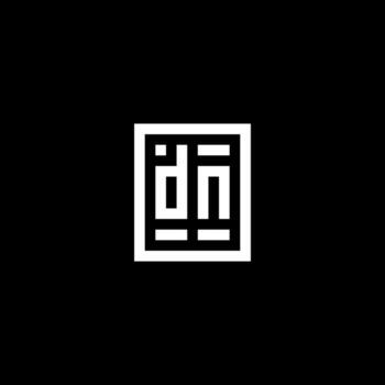 DN initial logo with square rectangular shape style vector