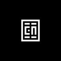 CN initial logo with square rectangular shape style vector