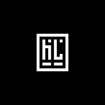 HL initial logo with square rectangular shape style vector