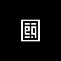 EQ initial logo with square rectangular shape style vector