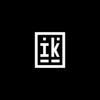 IK initial logo with square rectangular shape style vector