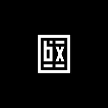 BX initial logo with square rectangular shape style vector