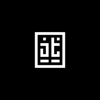 JT initial logo with square rectangular shape style vector