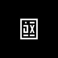 JX initial logo with square rectangular shape style vector