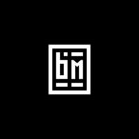 BM initial logo with square rectangular shape style vector