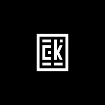 CK initial logo with square rectangular shape style vector