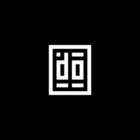 DO initial logo with square rectangular shape style vector