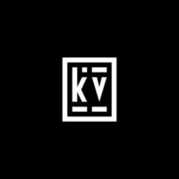 KV initial logo with square rectangular shape style vector