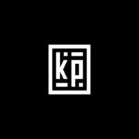 KP initial logo with square rectangular shape style vector